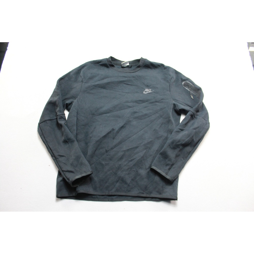 Nike Tech Fleece Sweatshirt Mens Medium Black Excellent Crewneck Sleeve Pocket